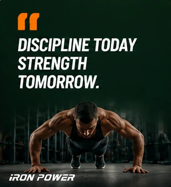 Iron Power athlete motivation post: Discipline today, strength tomorrow